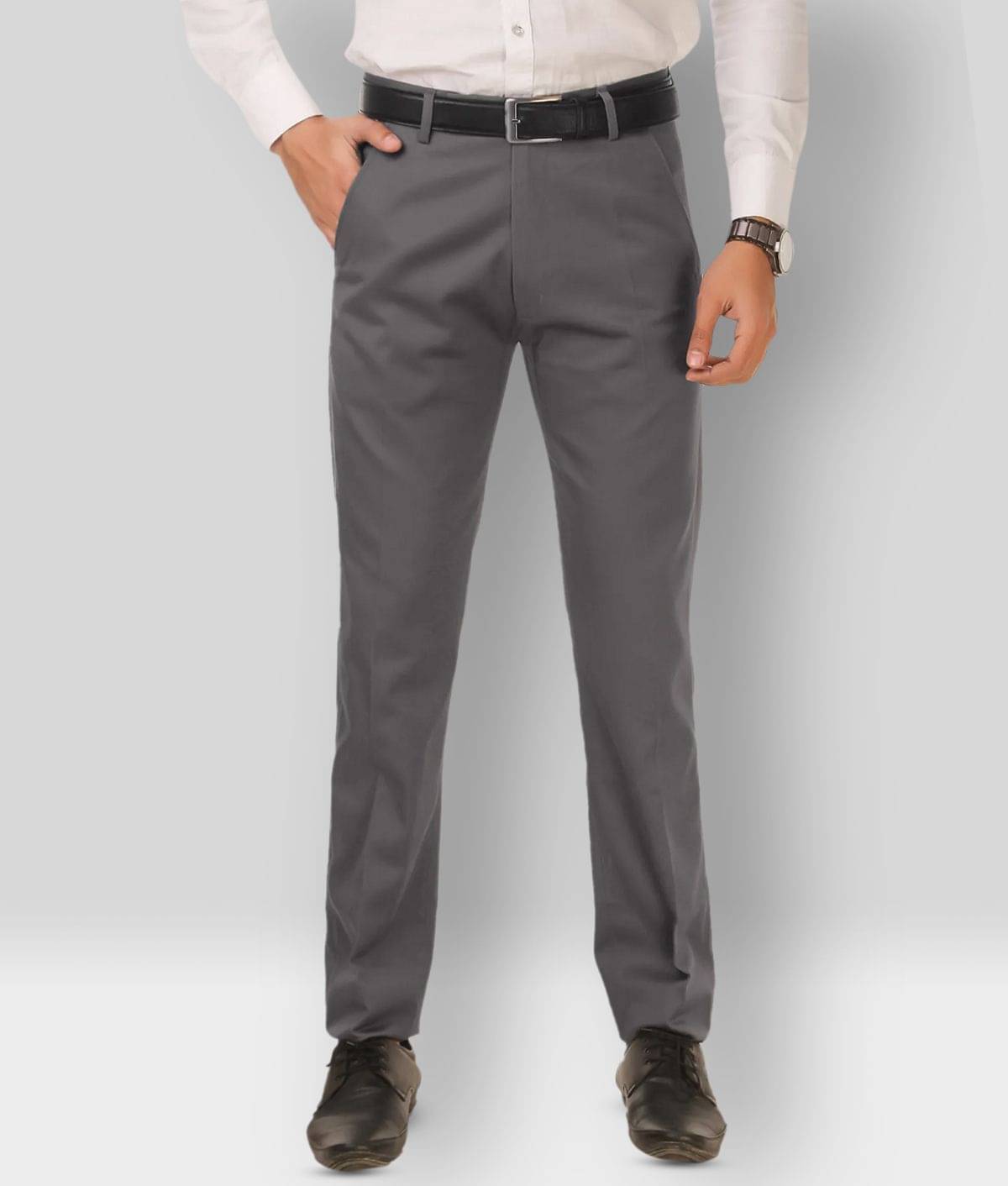     			Haul Chic - Dark Grey Polycotton Slim - Fit Men's Formal Pants ( Pack of 1 )
