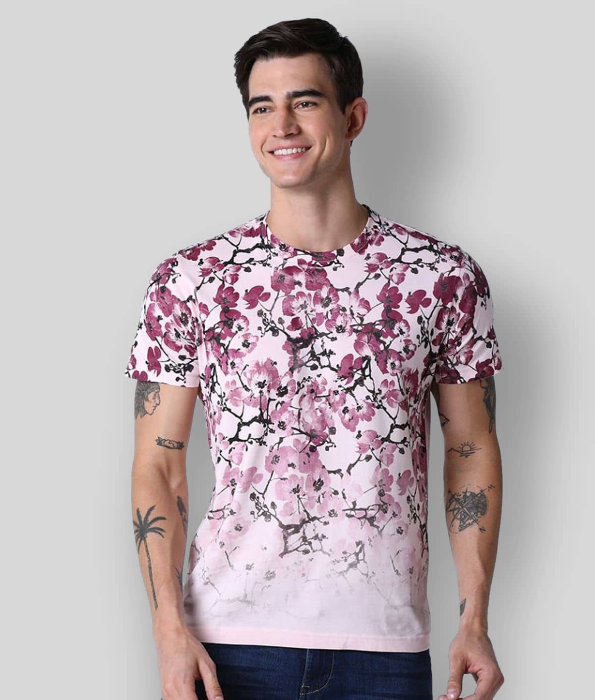 Huetrap Pack of 1 Cotton Regular Fit Men's T-Shirt ( Pink )
