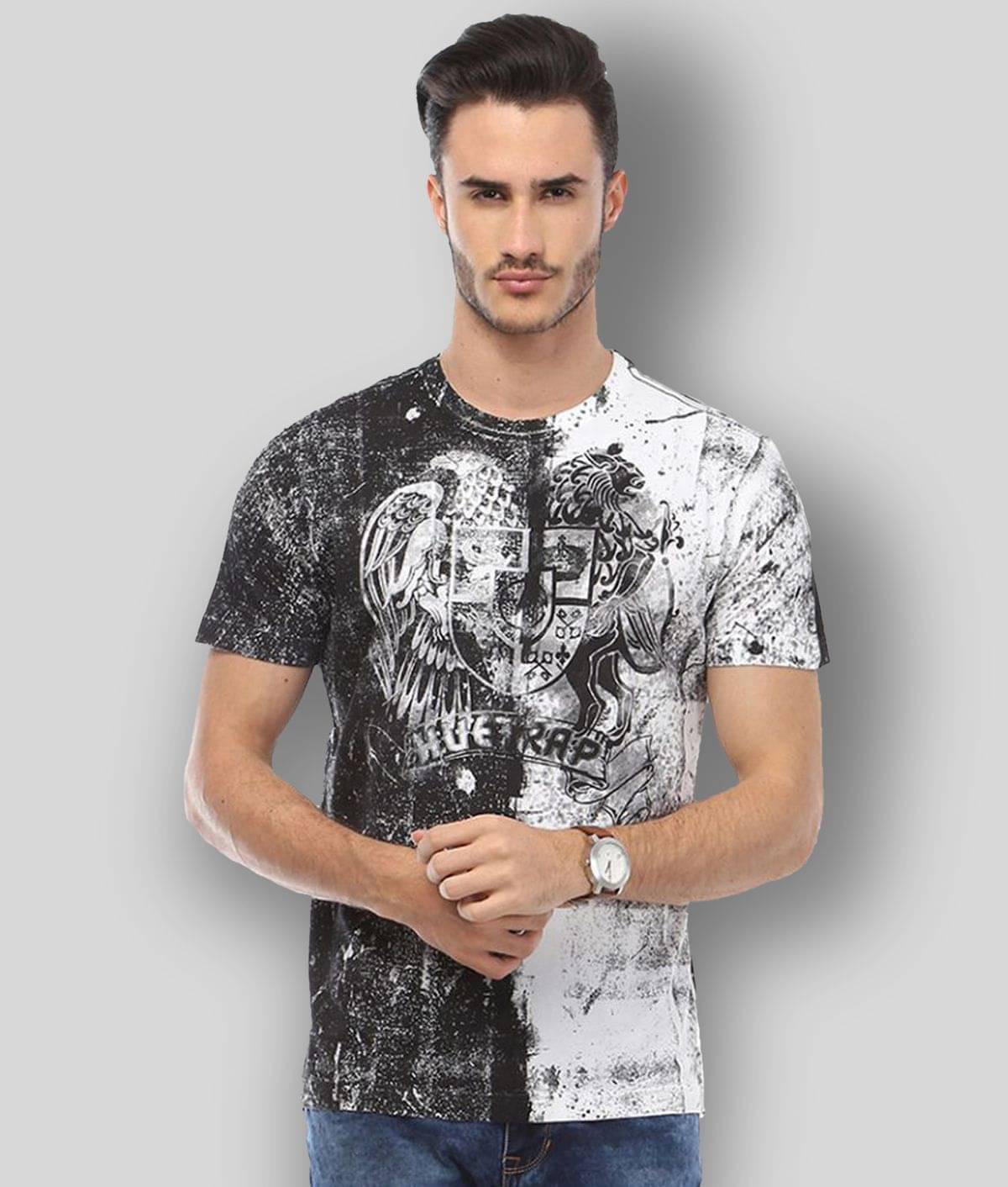     			Huetrap Pack of 1 Cotton Regular Fit Men's T-Shirt ( Black )