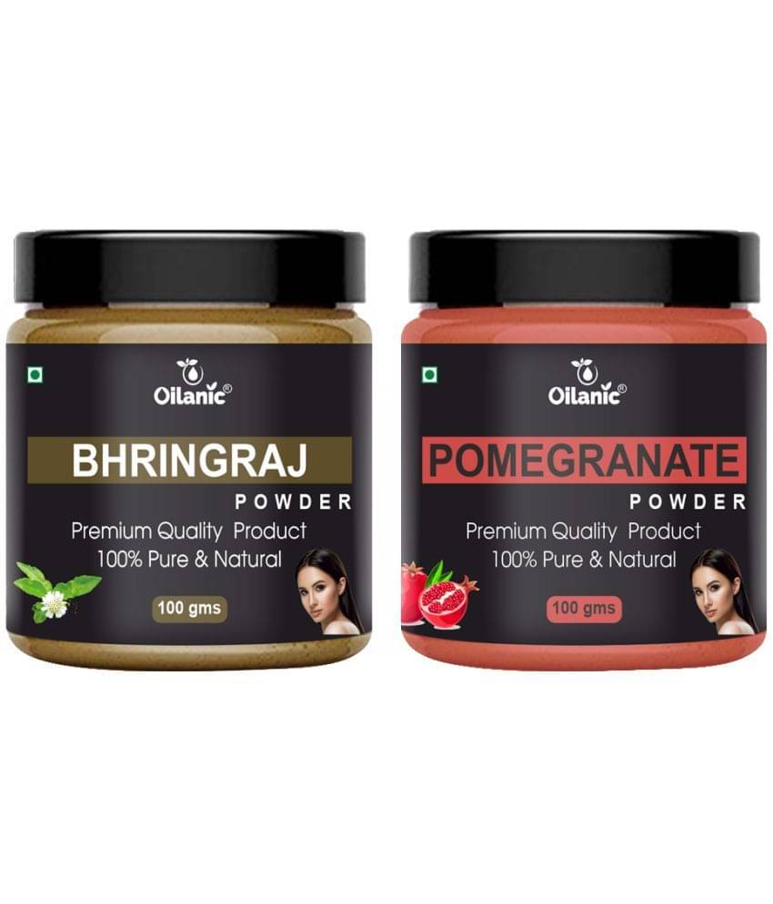Oilanic 100% Pure Bhringraj Powder & Pomegranate Powder For Skin Hair Mask 200 g Pack of 2     			Oilanic 100% Pure Bhringraj Powder & Pomegranate Powder For Skin Hair Mask 200 g Pack of 2