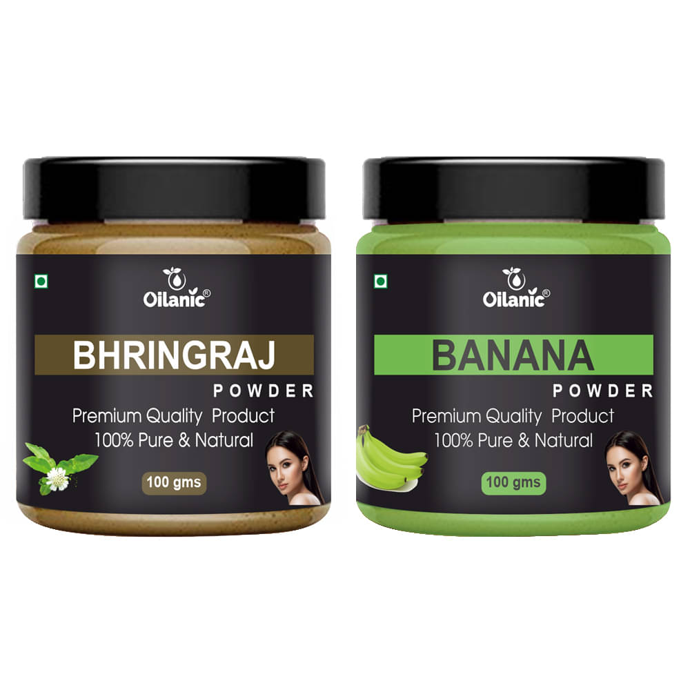 Oilanic 100% Pure Bhringraj Powder & Banana Powder For Skincare Hair Mask 200 g Pack of 2     			Oilanic 100% Pure Bhringraj Powder & Banana Powder For Skincare Hair Mask 200 g Pack of 2