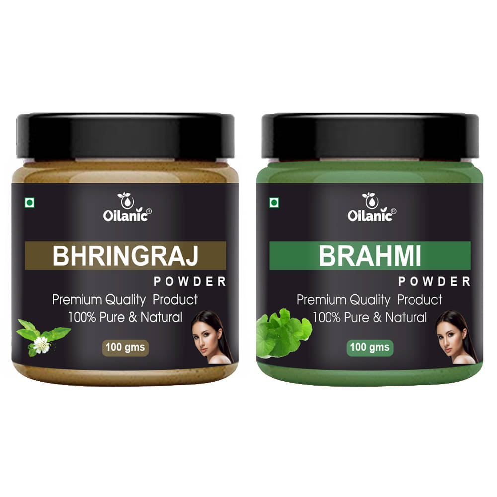 Oilanic 100% Pure Bhringraj Powder & Brahmi Powder For Skincare Hair Mask 200 g Pack of 2     			Oilanic 100% Pure Bhringraj Powder & Brahmi Powder For Skincare Hair Mask 200 g Pack of 2
