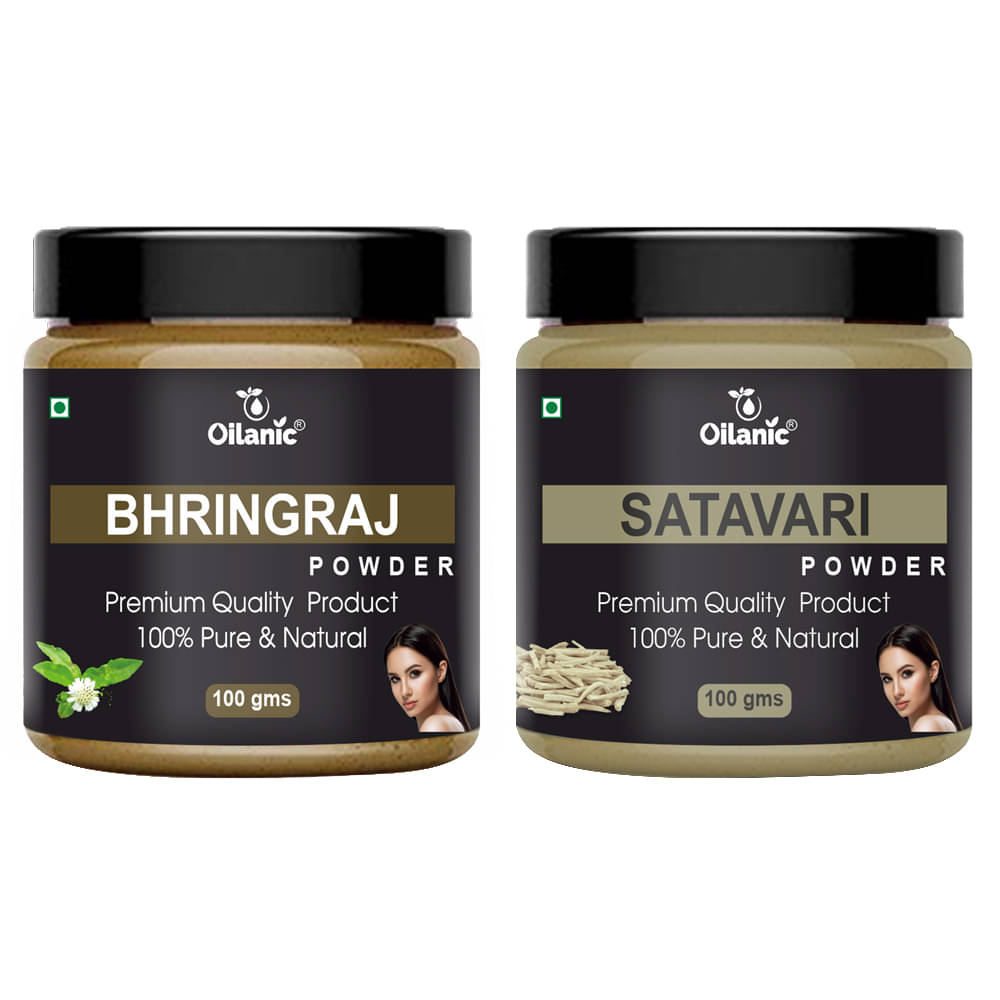 Oilanic 100% Pure Bhringraj Powder & Satavari Powder For Skincare Hair Mask 200 g Pack of 2     			Oilanic 100% Pure Bhringraj Powder & Satavari Powder For Skincare Hair Mask 200 g Pack of 2