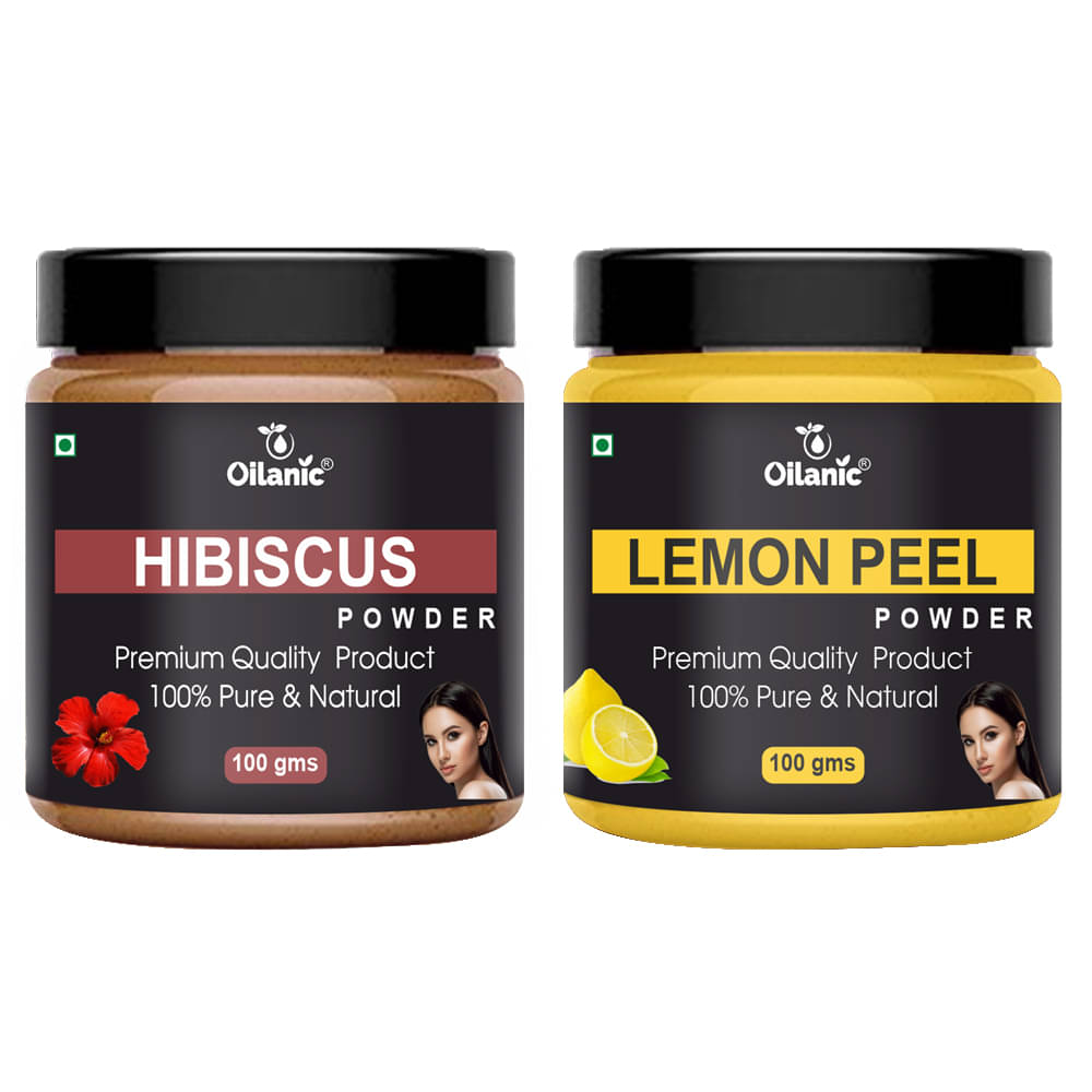 Oilanic 100% Pure Hibiscus Powder & Lemon Peel Powder For Skin Hair Mask 200 g Pack of 2 Oilanic 100% Pure Hibiscus Powder & Lemon Peel Powder For Skin Hair Mask 200 g Pack of 2