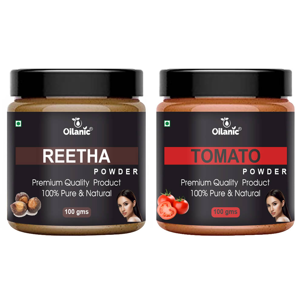 Oilanic 100% Pure Reetha Powder & Tomato Powder For Skincare Hair Mask 200 g Pack of 2 Oilanic 100% Pure Reetha Powder & Tomato Powder For Skincare Hair Mask 200 g Pack of 2