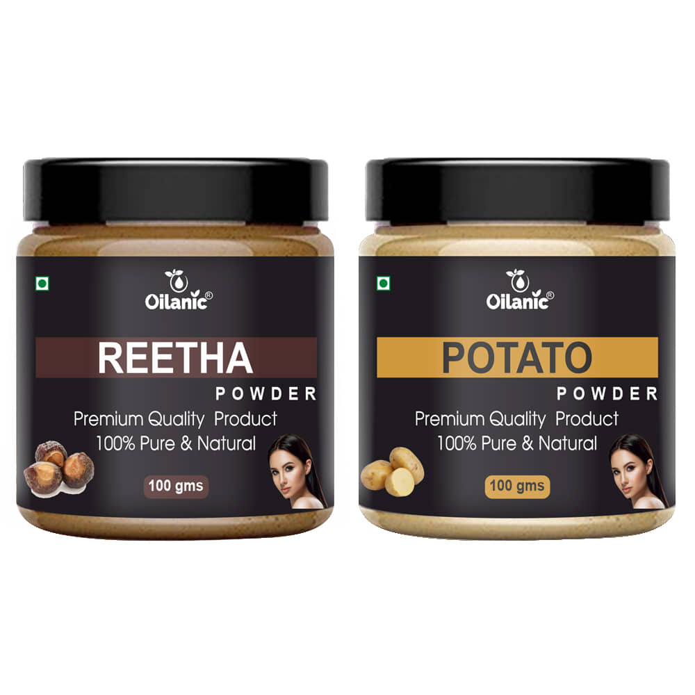 Oilanic 100% Pure Reetha Powder & Potato Powder For Skincare Hair Mask 200 g Pack of 2