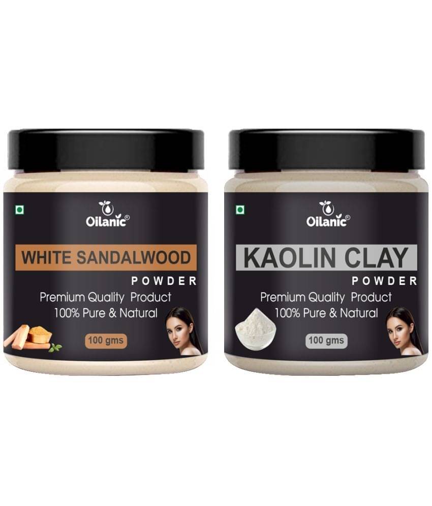 Oilanic 100% White Sandalwood Powder & Kaolin Clay Powder For Skin Hair Mask 200 g Pack of 2 Oilanic 100% White Sandalwood Powder & Kaolin Clay Powder For Skin Hair Mask 200 g Pack of 2