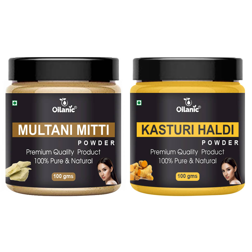     			Oilanic Pure Multani Mitti Powder & Kasturi Haldi Powder-Skin Hair Mask 200 g Pack of 2