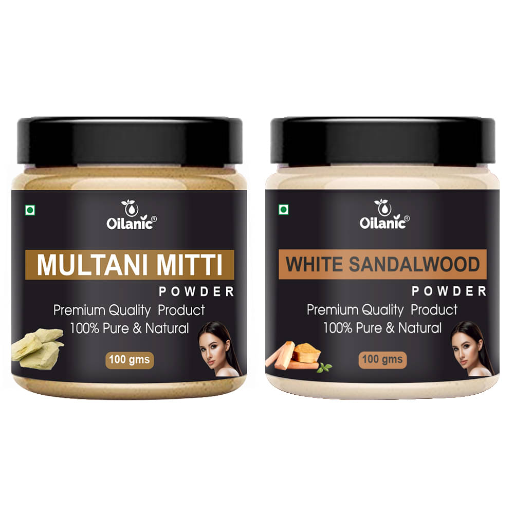 Oilanic Pure Multani Mitti Powder & White Sandalwood Powder-Skin Hair Mask 200 g Pack of 2 Oilanic Pure Multani Mitti Powder & White Sandalwood Powder-Skin Hair Mask 200 g Pack of 2