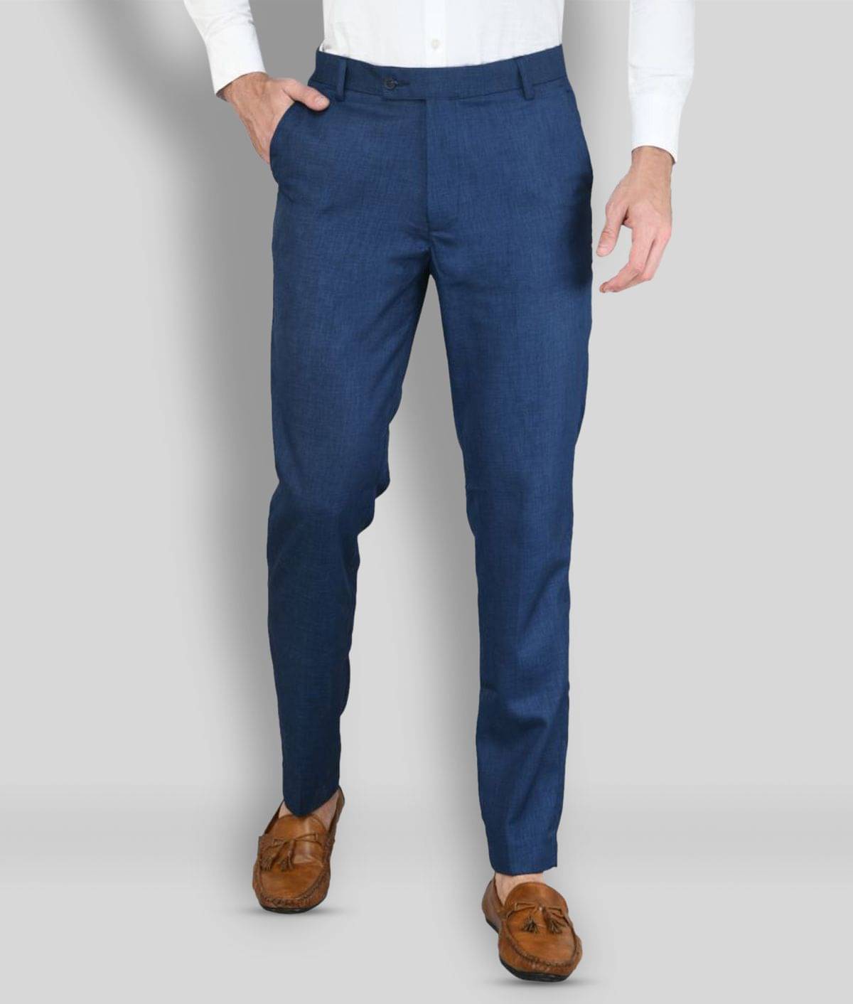     			SAM & JACK - Blue Polycotton Regular - Fit Men's Chinos ( Pack of 1 )