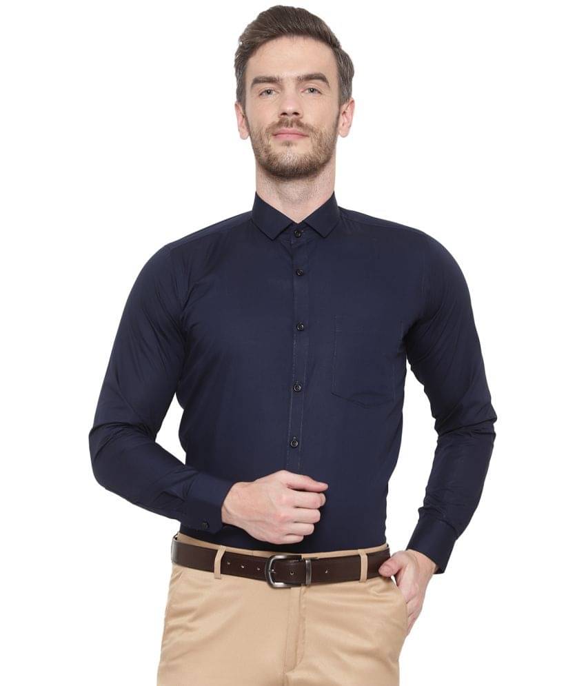     			SREY - 100% Cotton Slim Fit Navy Blue Men's Formal Shirt ( Pack of 1 )