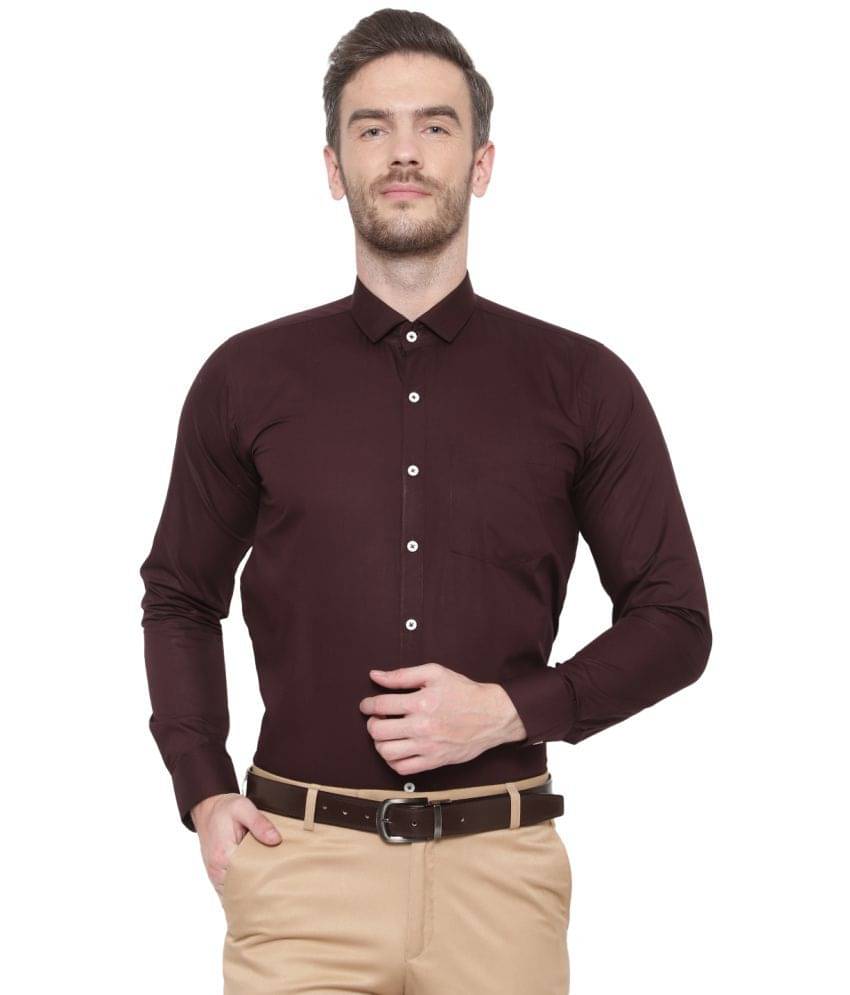 SREY - 100% Cotton Slim Fit Coffee Men's Formal Shirt ( Pack of 1 ) SREY - 100% Cotton Slim Fit Coffee Men's Formal Shirt ( Pack of 1 )