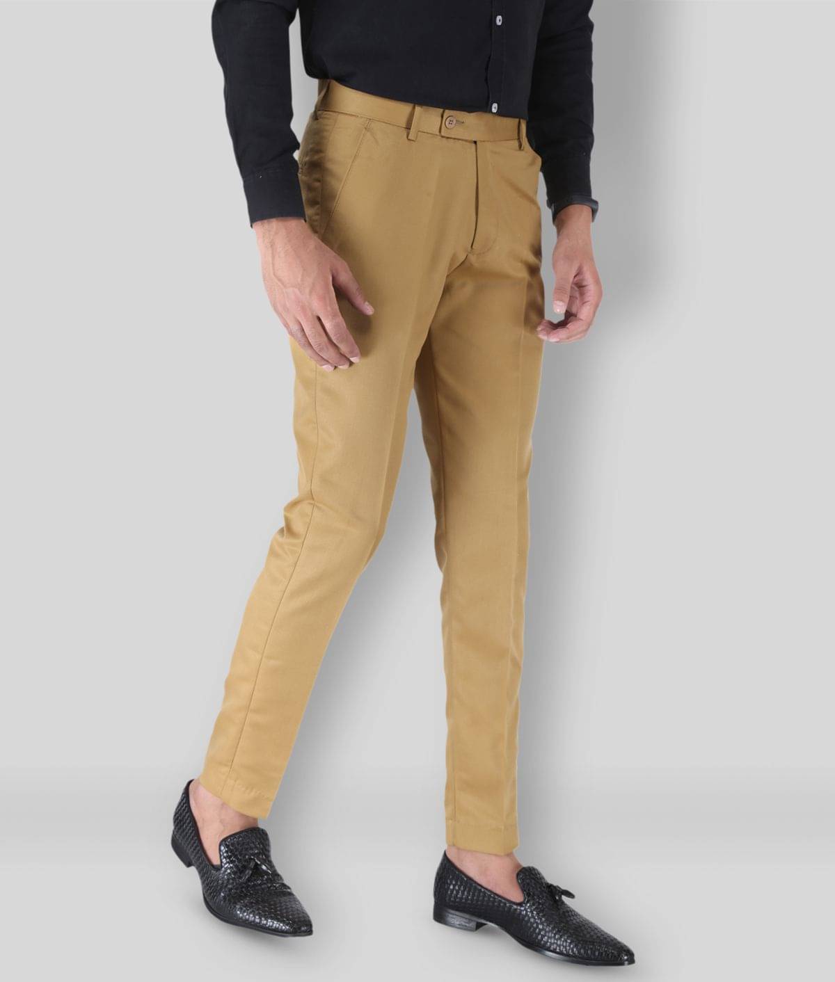     			SREY - Khaki Polycotton Slim - Fit Men's Chinos ( Pack of 2 )