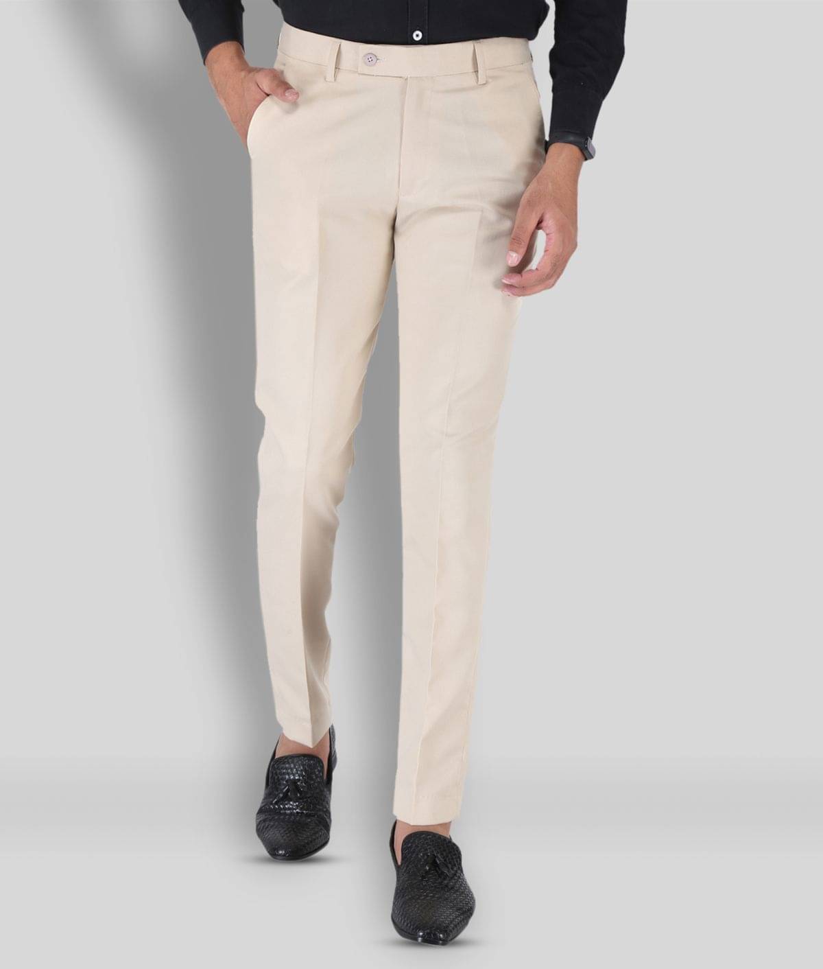     			SREY - Cream Polycotton Slim - Fit Men's Chinos ( Pack of 1 )