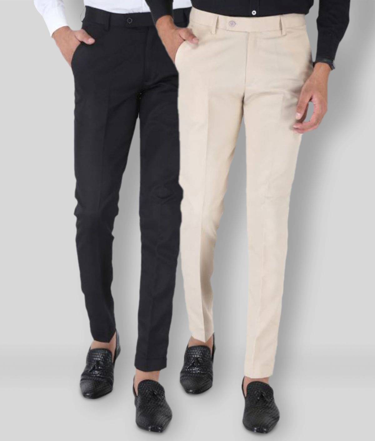     			SREY - Black Polycotton Slim - Fit Men's Chinos ( Pack of 2 )