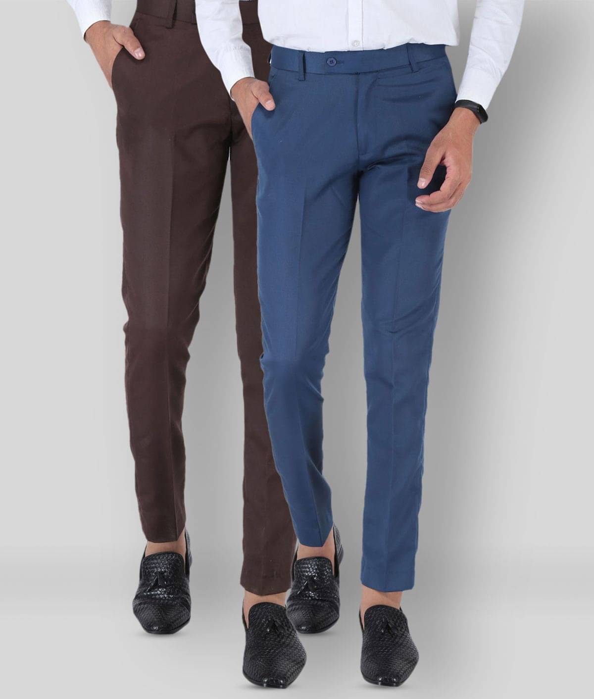     			SREY - Coffee Polycotton Slim - Fit Men's Chinos ( Pack of 2 )