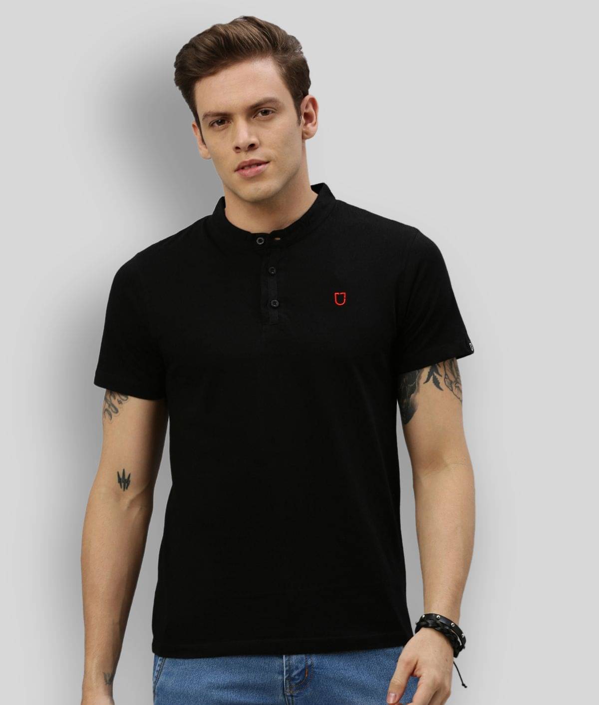    			Urbano Fashion Pack of 1 Cotton Slim Fit Men's T-Shirt ( Black )