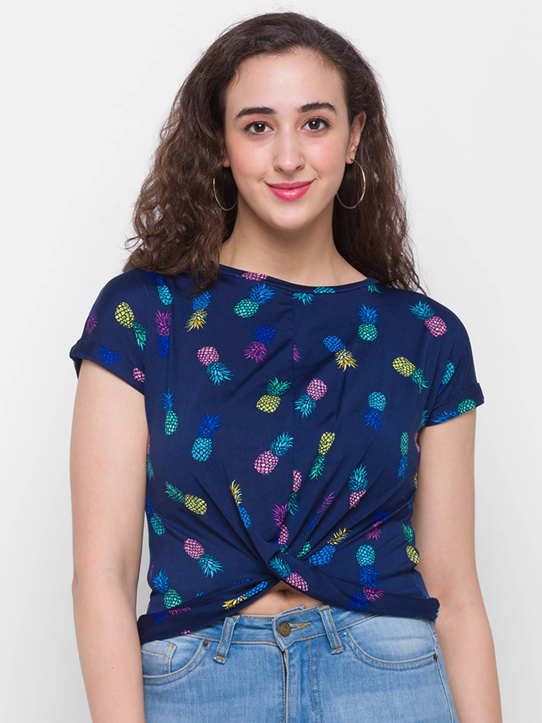 Globus - Navy Blue Polyester Women's Twisted Top ( Pack of 1 )     			Globus - Navy Blue Polyester Women's Twisted Top ( Pack of 1 )