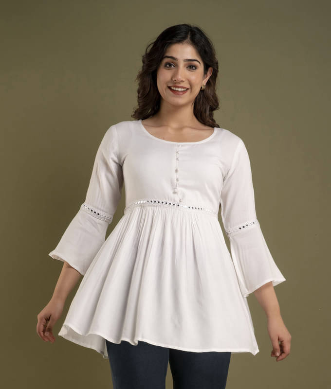 JFT JAIPUR FABTEX Women's Rayon Regular Top ( White )     			JFT JAIPUR FABTEX Women's Rayon Regular Top ( White )