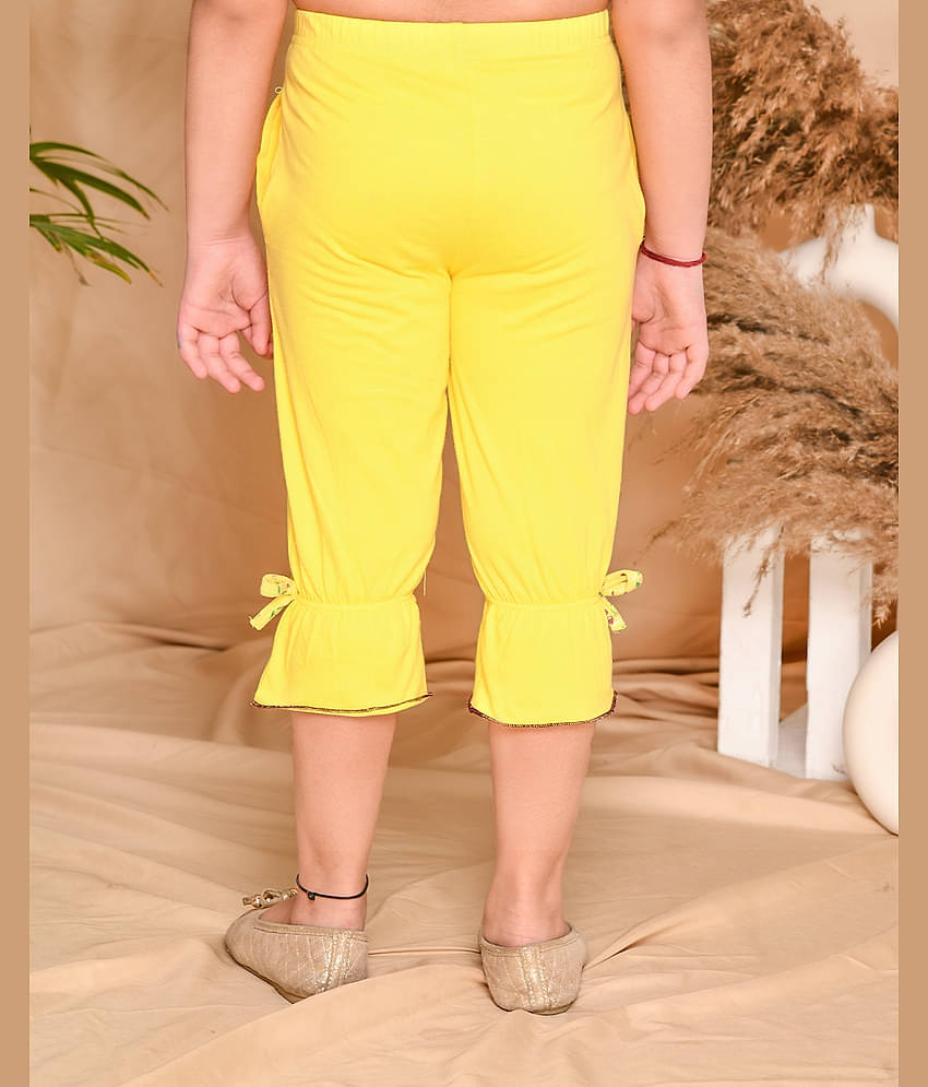 Kids Cave Pack of 1 Girls Cotton Capris ( Yellow )