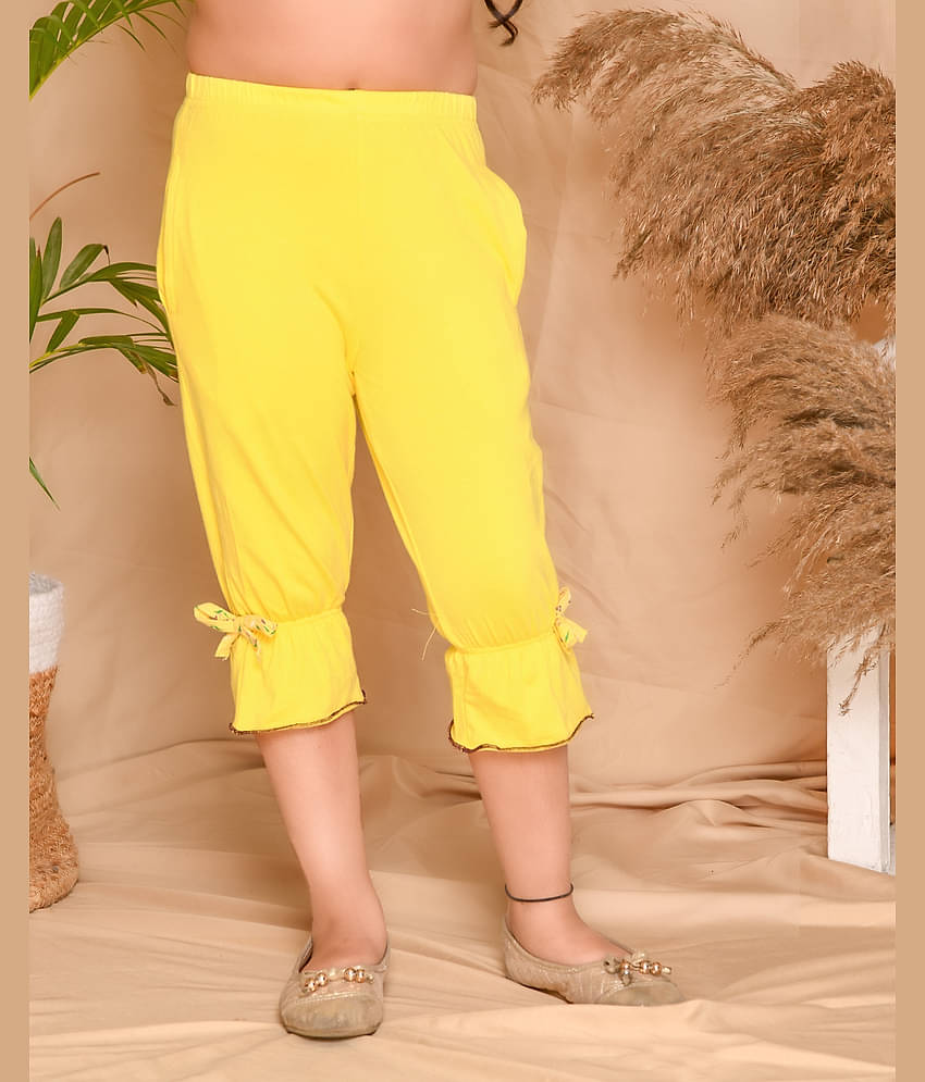 Kids Cave Pack of 1 Girls Cotton Capris ( Yellow )
