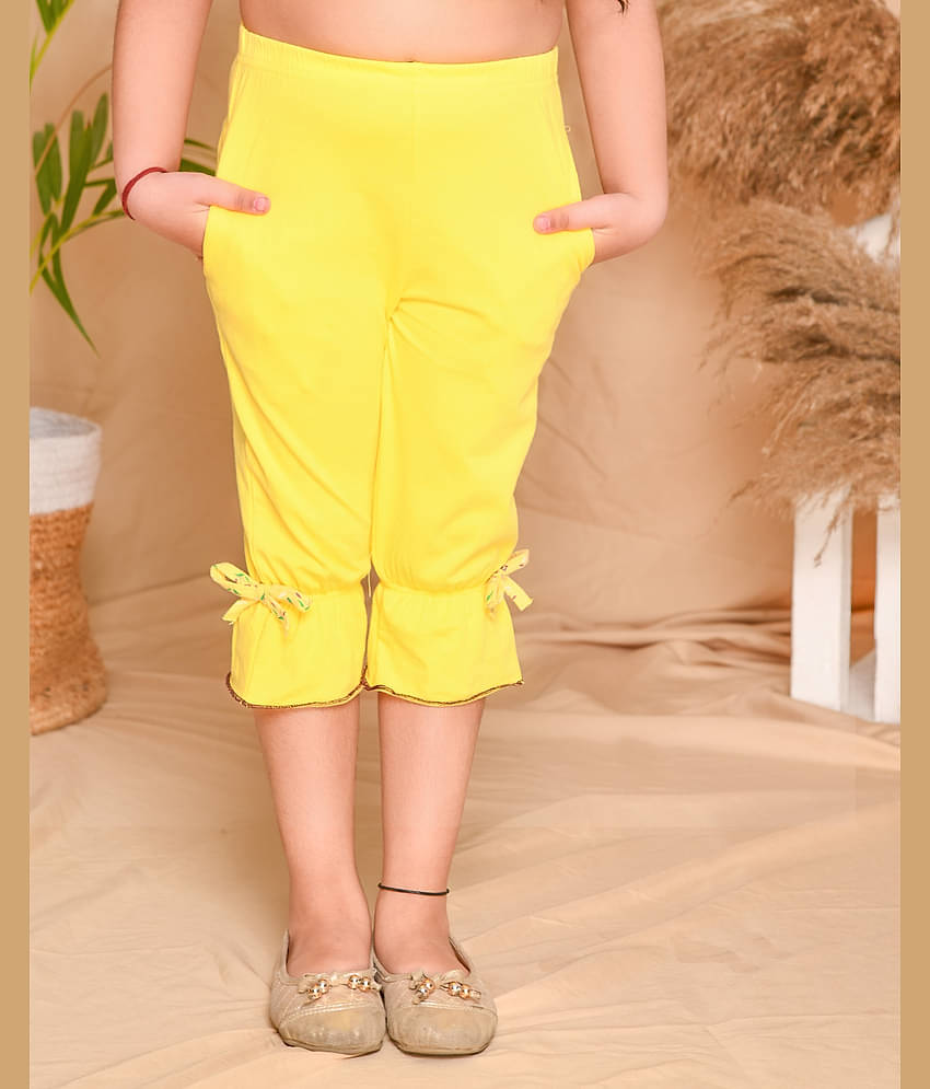Kids Cave Pack of 1 Girls Cotton Capris ( Yellow )