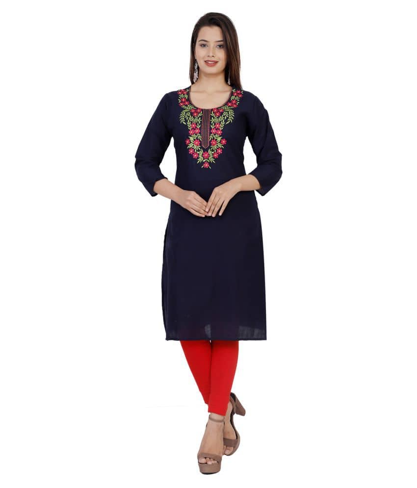 P PRIYA FASHION - Yellow Cotton Women's Straight Kurti ( Pack of 1 ) - Kurtis, Tunics | Buy online on ZillyBuy