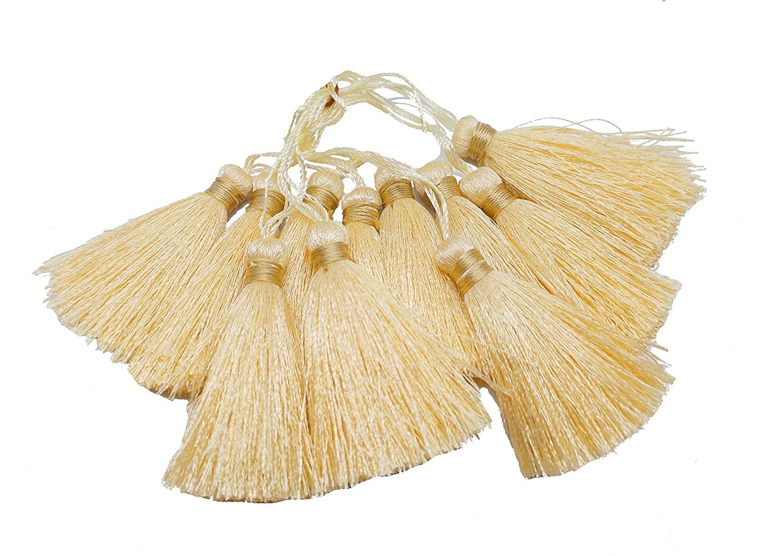 PRANSUNITA Silky Floss Tassels with Loop for Bookmarks, Charms Jewelry Making Earring Bracelet Pendant, Dresses etc. -Handmade - Pack of 12 pcs - 6 cm - Stationery | Buy online on ZillyBuy