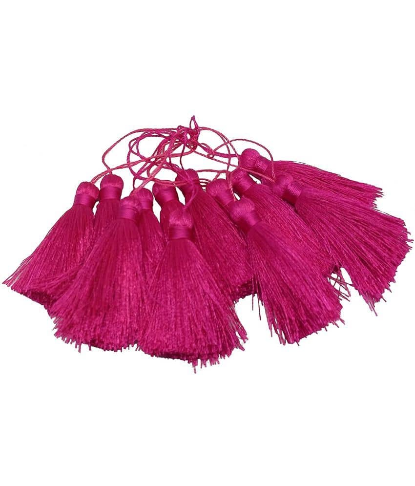 PRANSUNITA Silky Floss Tassels with Loop for Bookmarks, Charms Jewelry Making Earring Bracelet Pendant, Dresses etc. -Handmade - Pack of 12 pcs - 6 cm - Color - Magenta - Stationery | Buy online on ZillyBuy