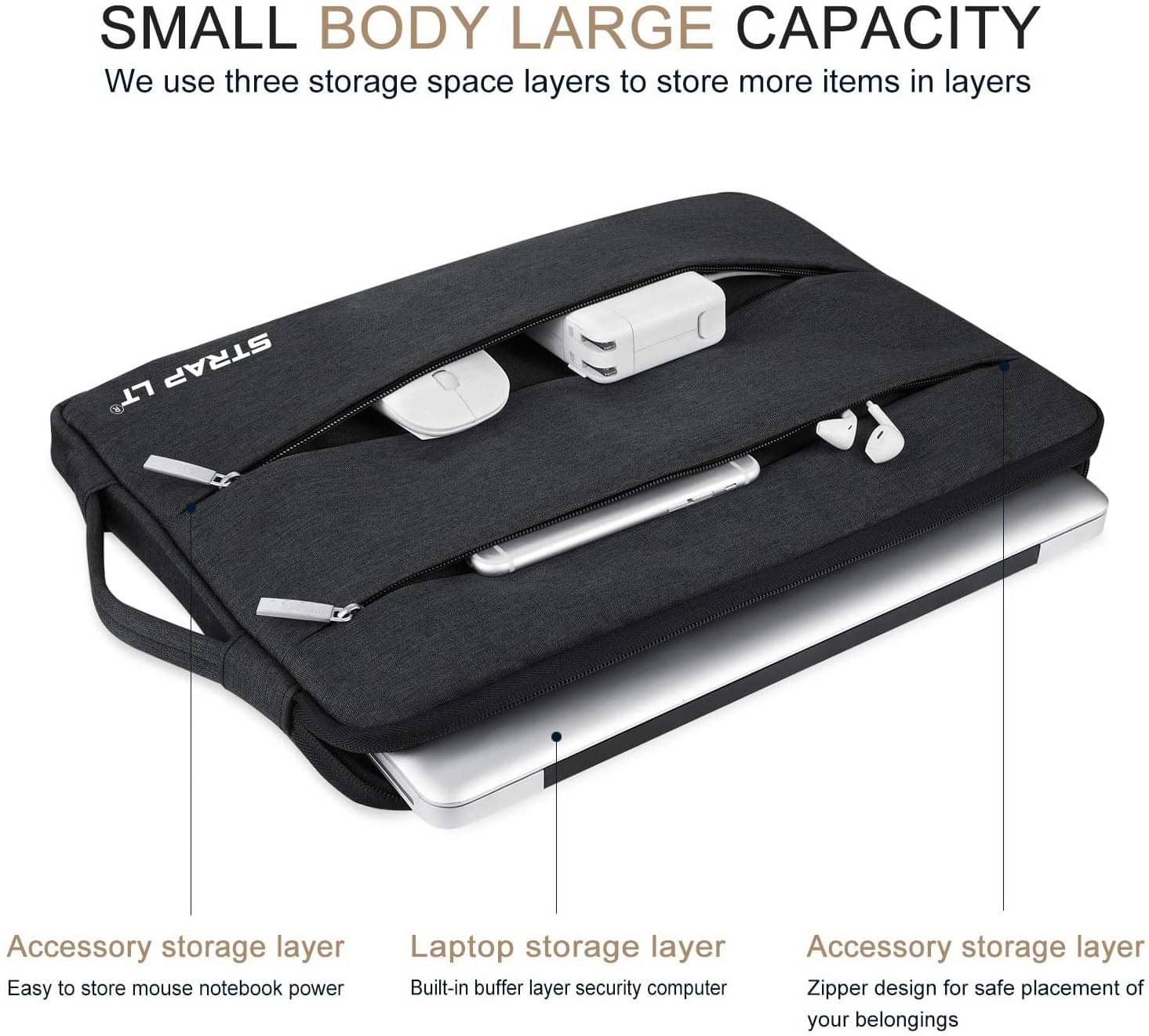     			STRAPIT Black Laptop Sleeves