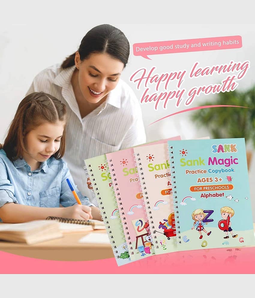 Sank Magic Practice Copybook - (1 Pen + 1 Grip + 4 BOOKS + 10 REFILL) Number Tracing Book - Writing Book - Magic Calligraphy - Copybook Set - Calligraphy Pen - Calligraphy Book - Practical Reusable Writing Tool - Simple Hand Lettering for Preschoolers - Stationery | Buy online on ZillyBuy