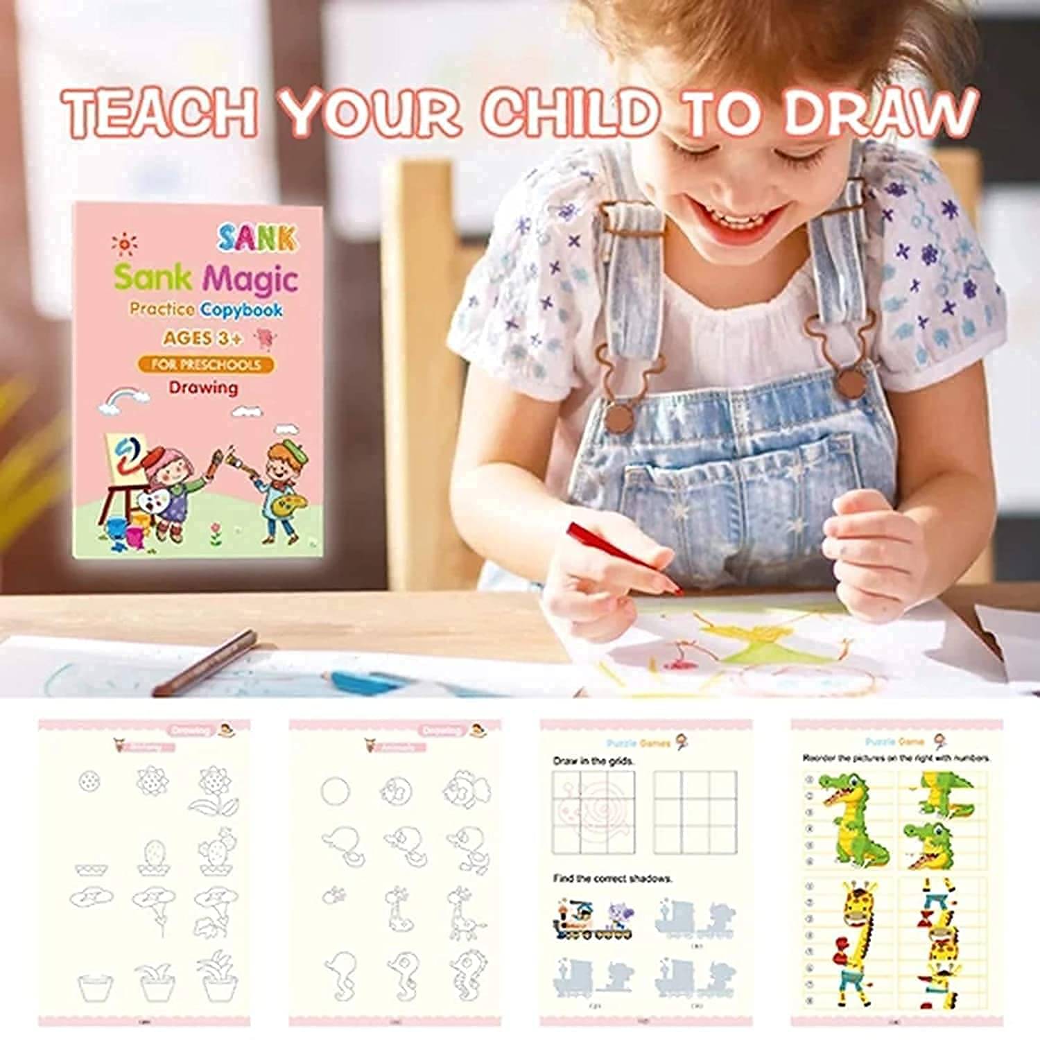 Sank Magic Practice Copybook - (1 Pen + 1 Grip + 4 BOOKS + 10 REFILL) Number Tracing Book - Writing Book - Magic Calligraphy - Copybook Set - Calligraphy Pen - Calligraphy Book - Practical Reusable Writing Tool - Simple Hand Lettering for Preschoolers Sank Magic Practice Copybook - (1 Pen + 1 Grip + 4 BOOKS + 10 REFILL) Number Tracing Book - Writing Book - Magic Calligraphy - Copybook Set - Calligraphy Pen - Calligraphy Book - Practical Reusable Writing Tool - Simple Hand Lettering for Preschoolers