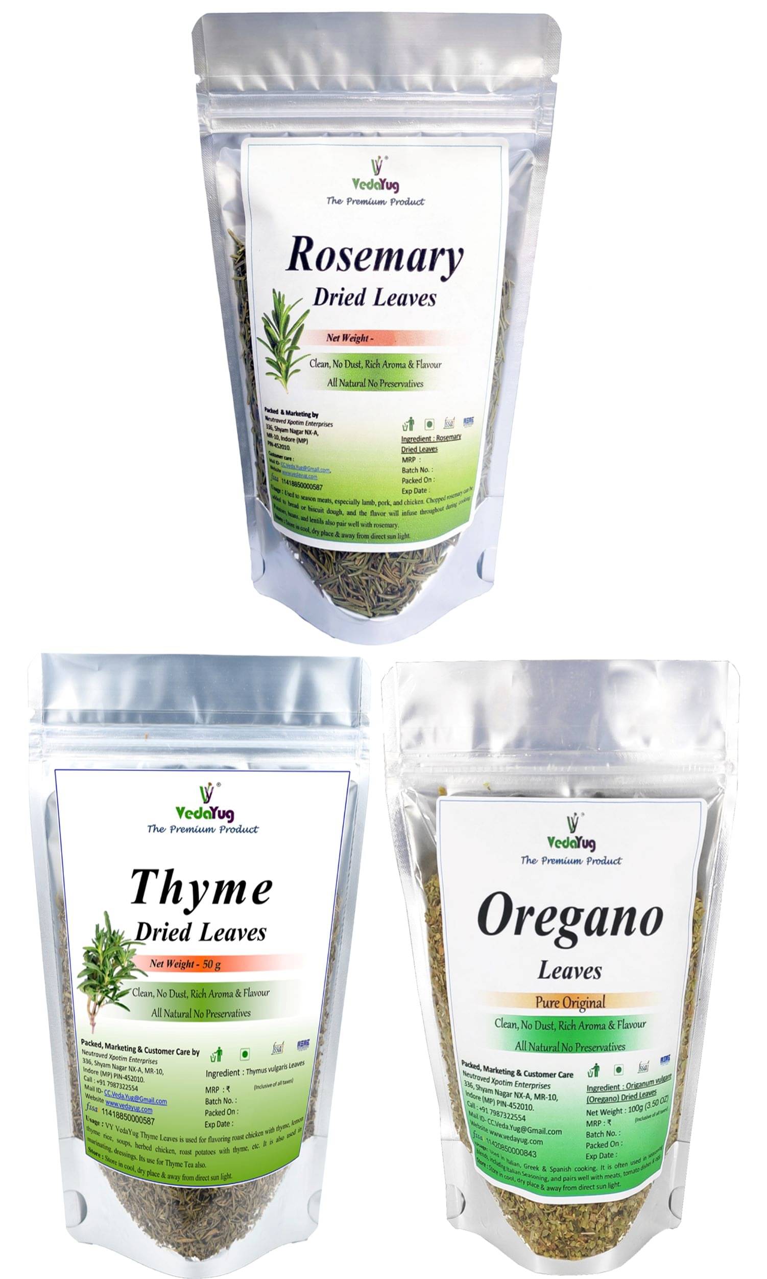 VY VedaYug Rosemary Dried Leaves + Oregnao + Thyme Leaves 135 gm VY VedaYug Rosemary Dried Leaves + Oregnao + Thyme Leaves 135 gm