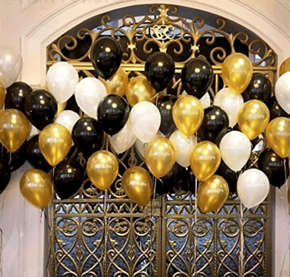     			Blooms  Theme Gold, Black and White  Balloons Metallic Latex Balloon (Set of 51 Pic)