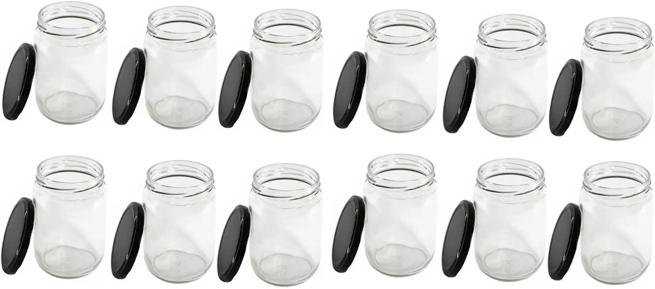 CROCO JAR Glass Black Food Container ( Set of 12 )