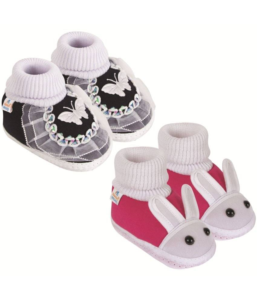     			Neska Moda - Black Booties For Baby Boy & Baby Girl 9-12 Months ( Pack of 2 )