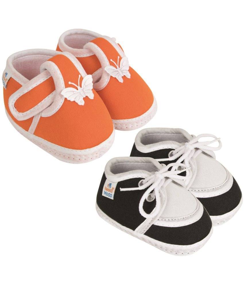     			Neska Moda - Black Booties For Baby Boy & Baby Girl 9-12 Months ( Pack of 2 )