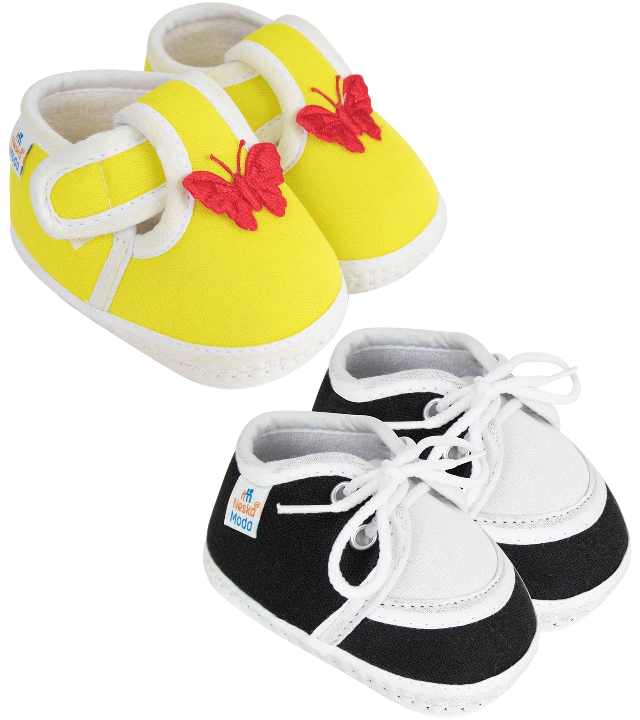     			Neska Moda - Black Booties For Baby Boy & Baby Girl 9-12 Months ( Pack of 2 )