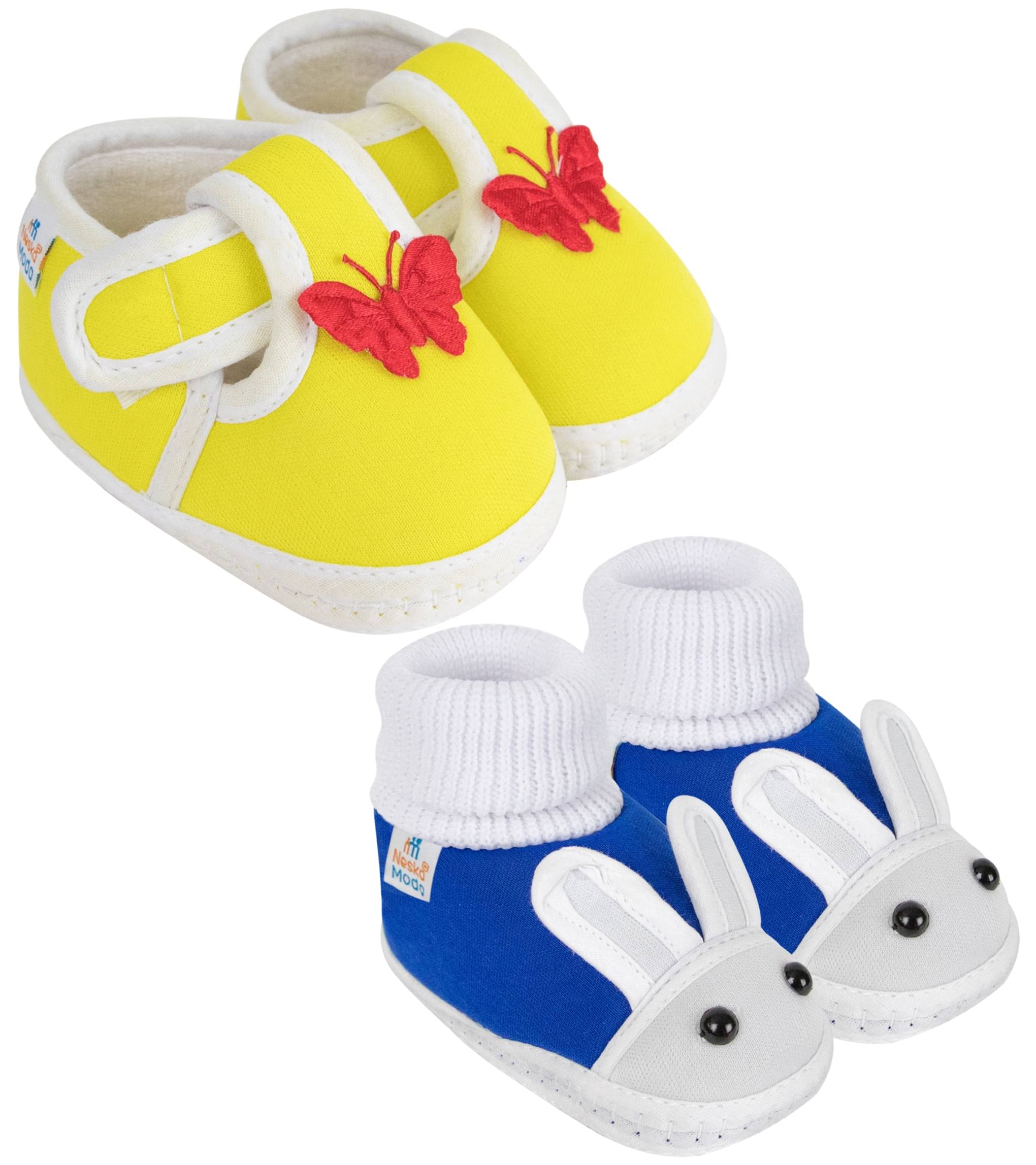     			Neska Moda - Blue Booties For Baby Boy & Baby Girl 3-6 Months ( Pack of 2 )