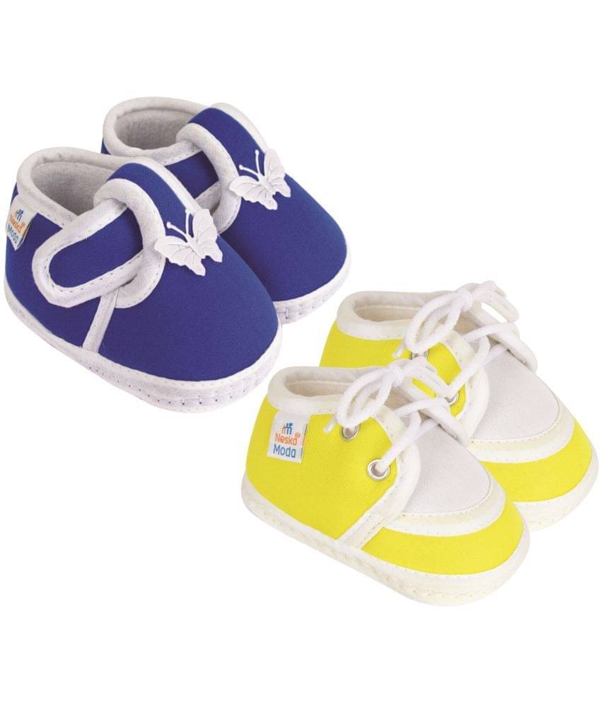     			Neska Moda - Blue Booties For Baby Boy & Baby Girl 3-6 Months ( Pack of 2 )