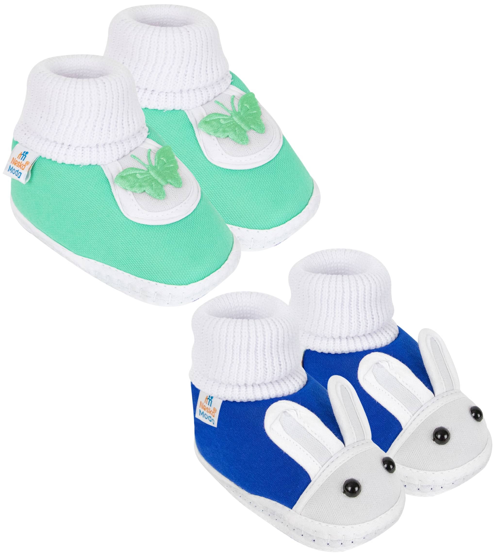     			Neska Moda - Blue Booties For Baby Boy & Baby Girl 3-6 Months ( Pack of 2 )