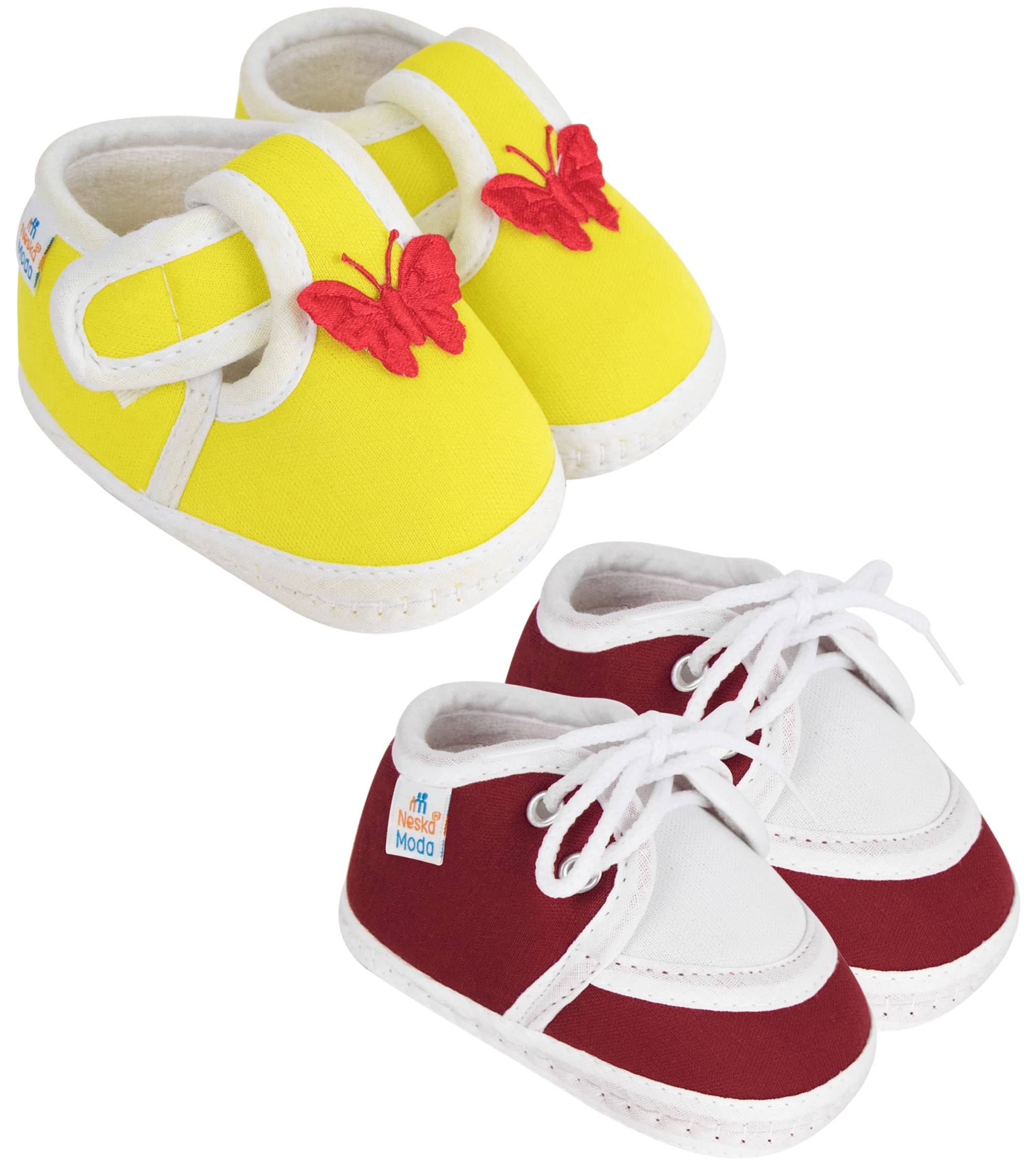     			Neska Moda - Maroon Booties For Baby Boy & Baby Girl 3-6 Months ( Pack of 2 )