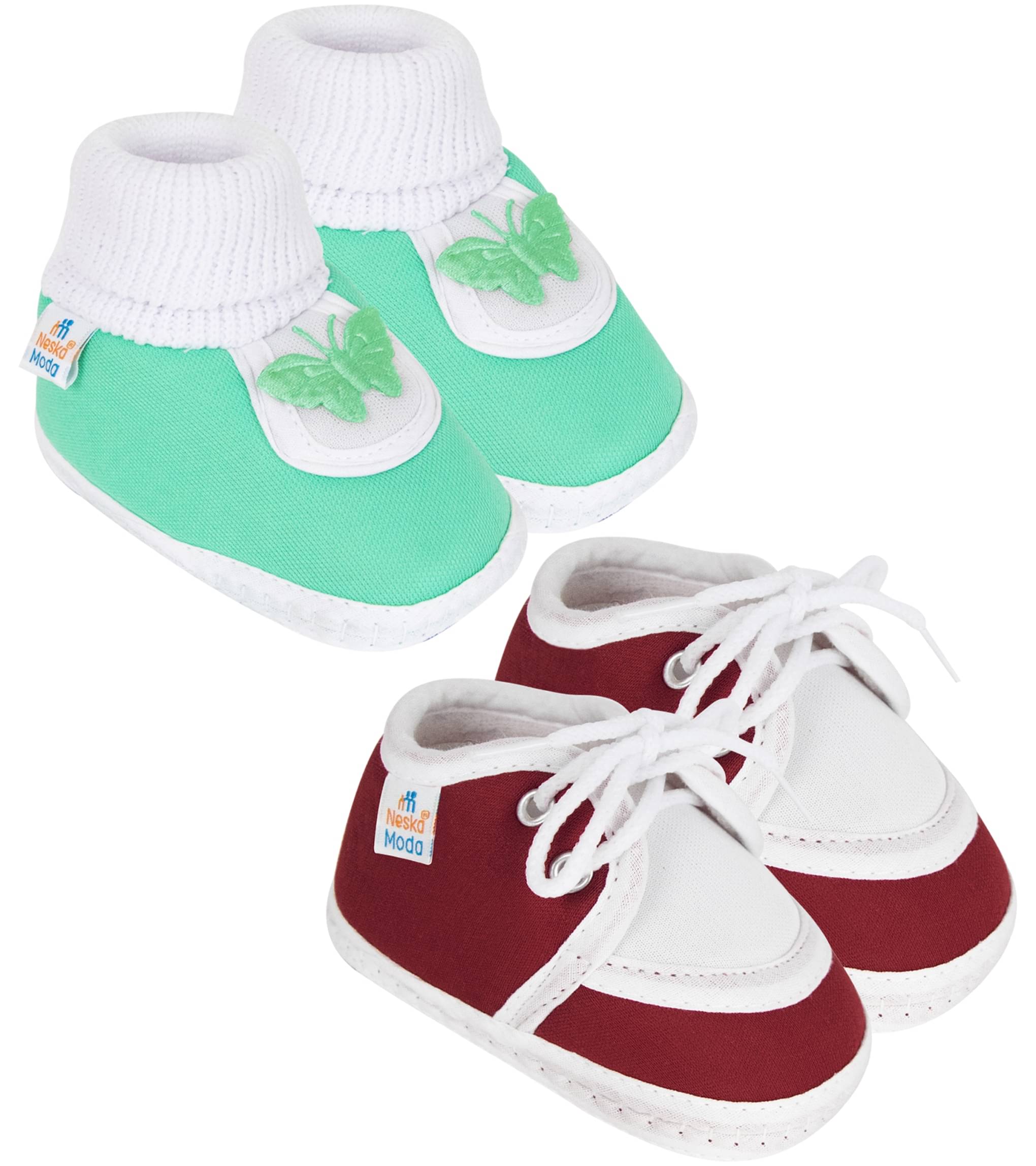     			Neska Moda - Maroon Booties For Baby Boy & Baby Girl 9-12 Months ( Pack of 2 )