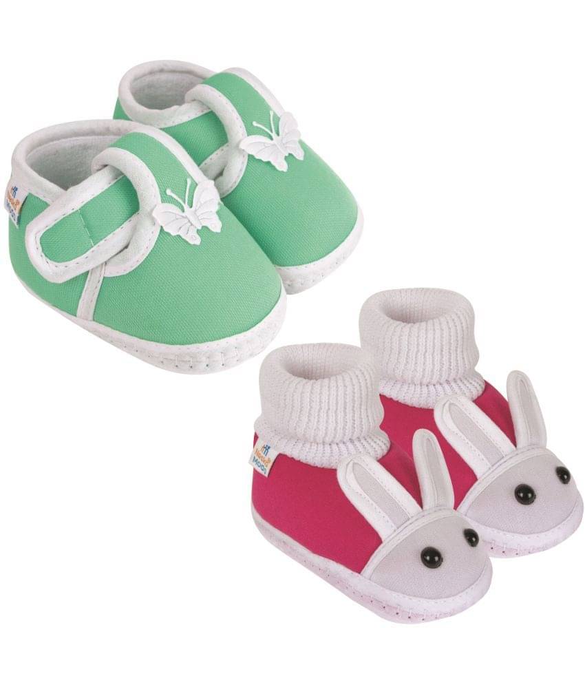     			Neska Moda - Mint Green Booties For Baby Boy & Baby Girl 9-12 Months ( Pack of 2 )