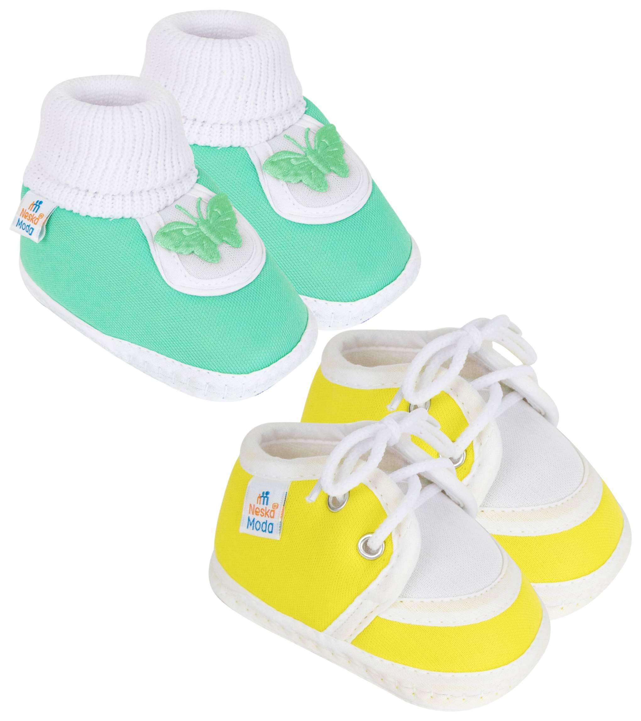     			Neska Moda - Mint Green Booties For Baby Boy & Baby Girl 9-12 Months ( Pack of 2 )