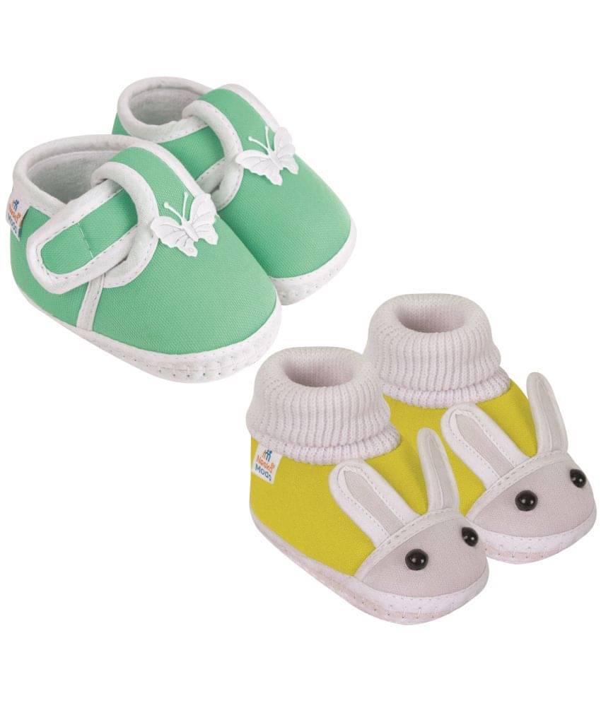     			Neska Moda - Mint Green Booties For Baby Boy & Baby Girl 9-12 Months ( Pack of 2 )