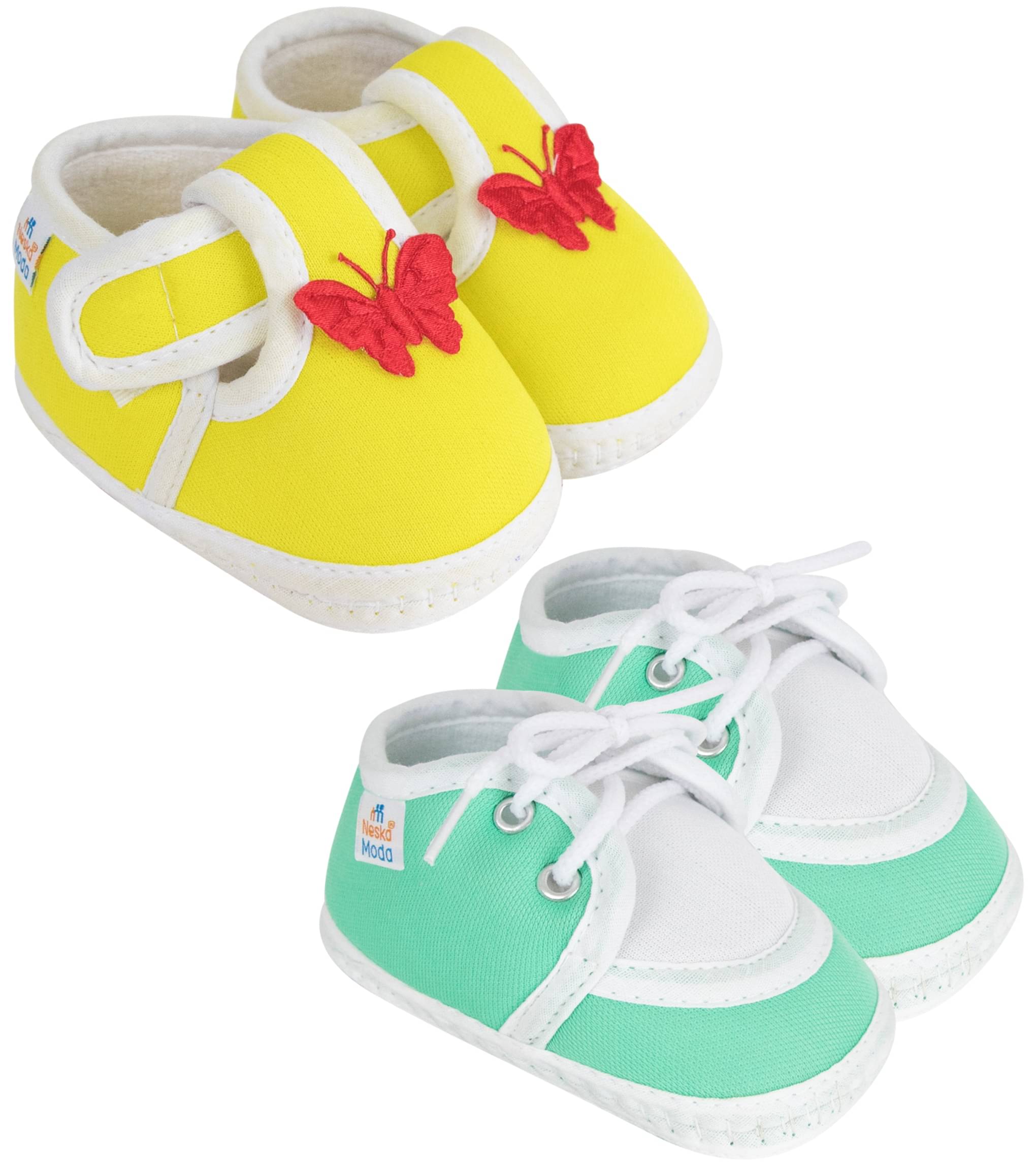     			Neska Moda - Mint Green Booties For Baby Boy & Baby Girl 9-12 Months ( Pack of 2 )