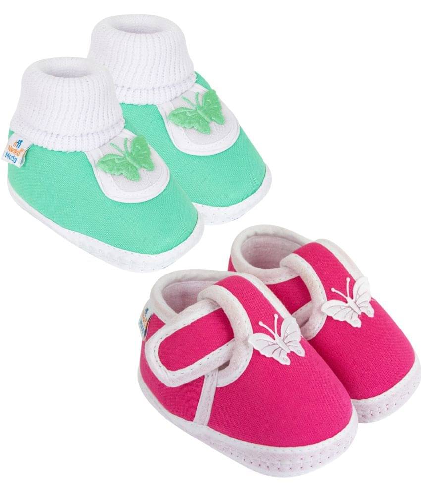     			Neska Moda - Mint Green Booties For Baby Boy & Baby Girl 9-12 Months ( Pack of 2 )