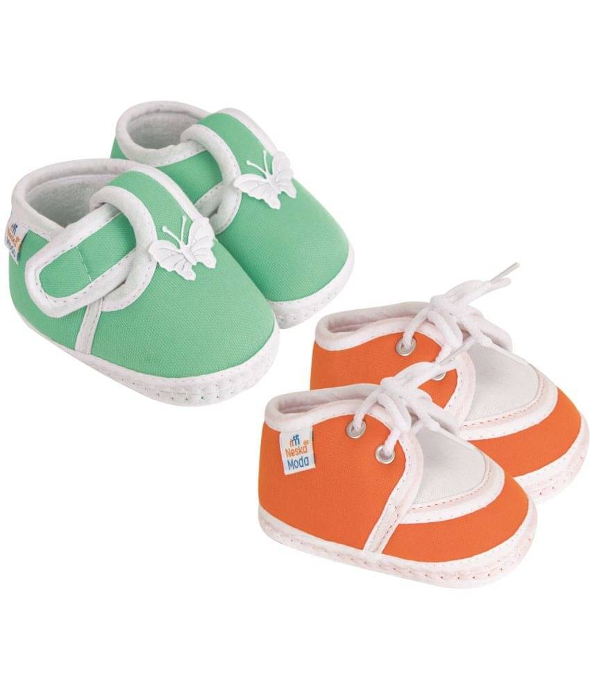     			Neska Moda - Orange Booties For Baby Boy & Baby Girl 9-12 Months ( Pack of 2 )