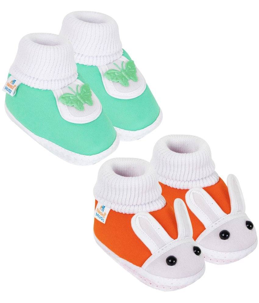     			Neska Moda - Orange Booties For Baby Boy & Baby Girl 9-12 Months ( Pack of 2 )